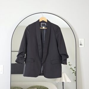 Another Story Black Ruched Sleeve Blazer, Size Small